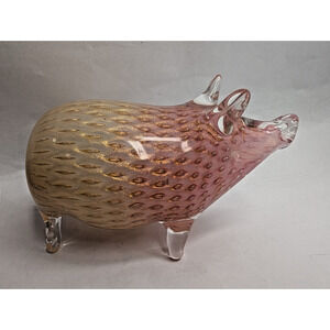 Fratelli Toso Murano VTG Opal Pink White Gold Flecks Bubbles Italian Art Glass
